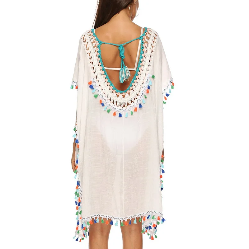 Пикантное пляжное платье накидки вязаные кисточки купальный костюм платья