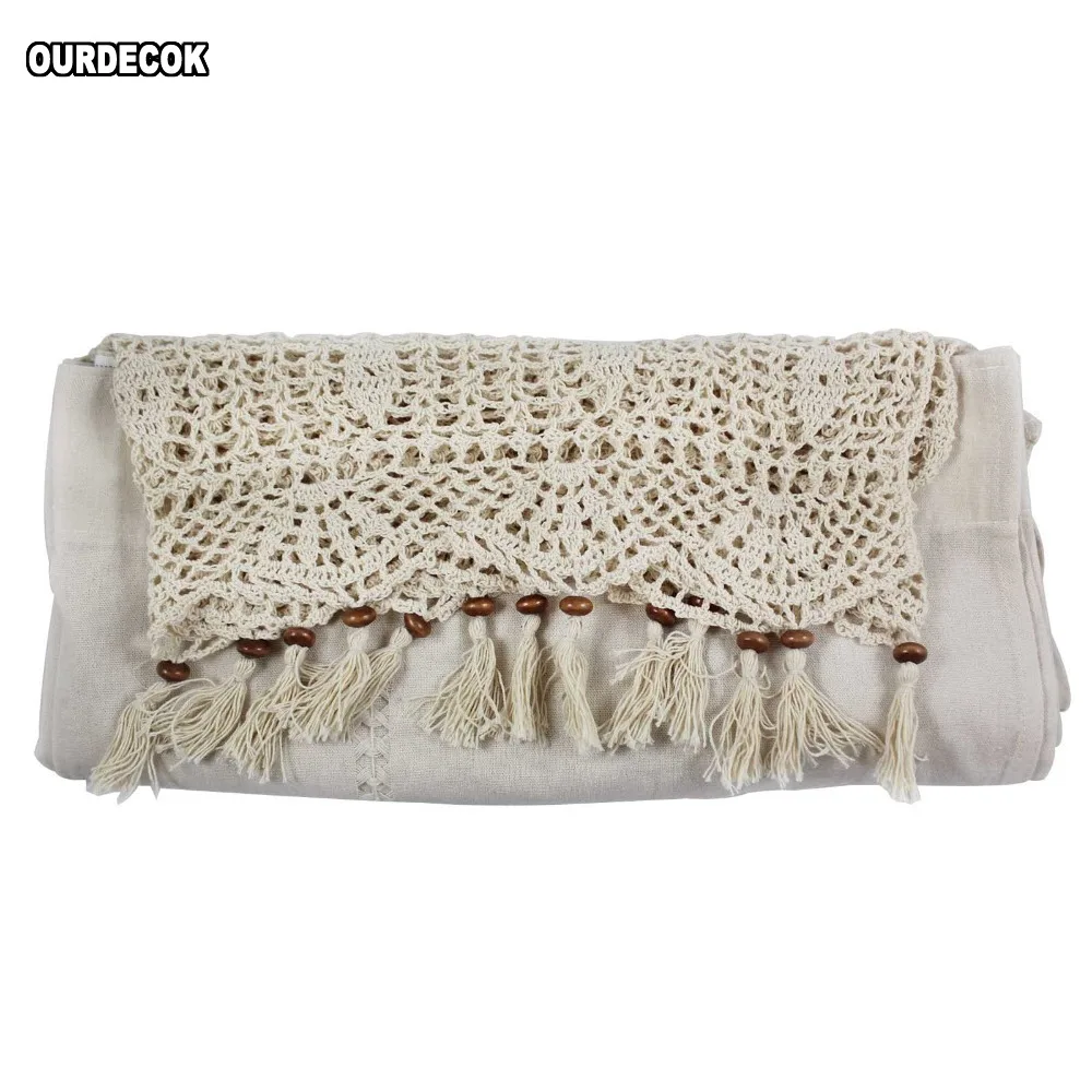 

Handmade Cotton Cortina Crochet Lace Curtain Flower Curtain Solid Color Kitchen Curtain Blinds Shower Curtain for Decor
