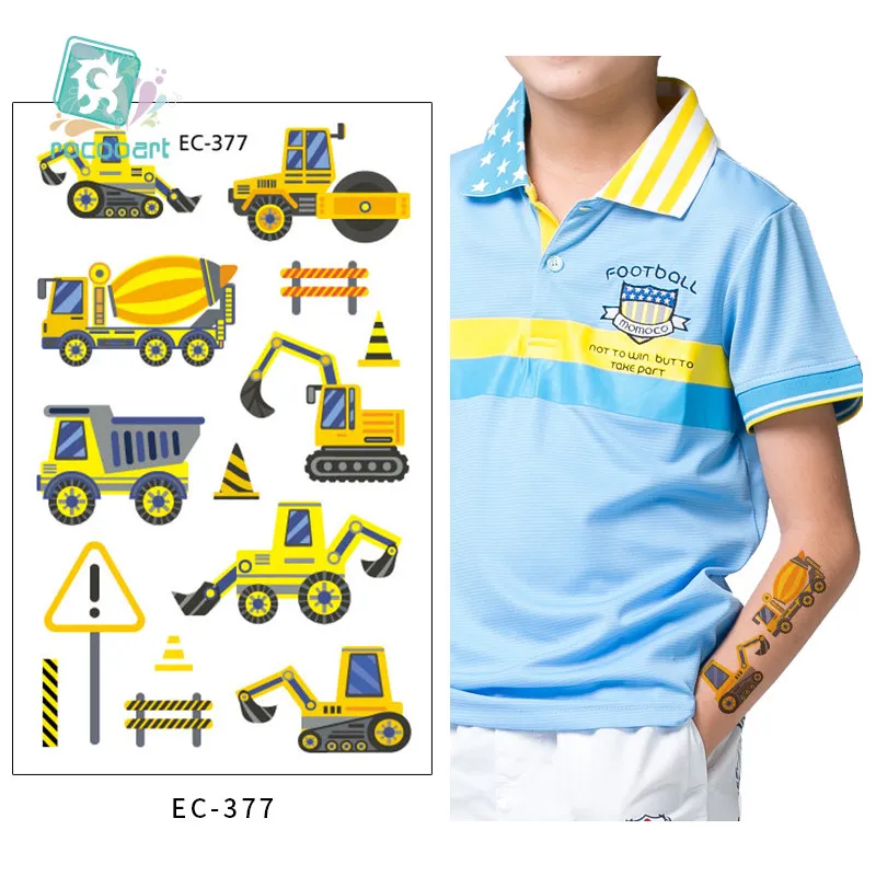 EC-377 Rocooart, мультяшная татуировка для детей, милый воздушный шар, экскаватор, поддельная татуировка, Детское тату, боди-арт, водостойкая временная татуировка, наклейка - Цвет: EC-377