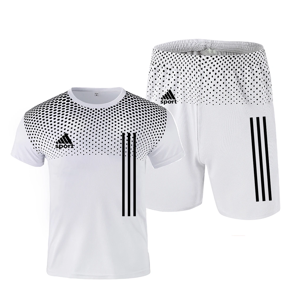 

New men's 3D quick-drying 2-piece sportswear summer suit men's fitness wear sports suit short sleeve T-shirt shorts