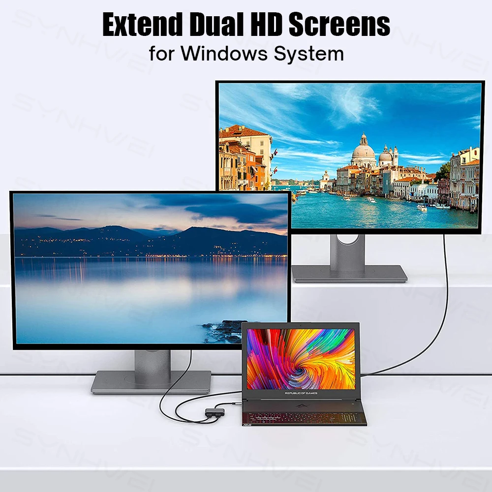 Двойной Концентратор HDMI USB C с VGA 1080P 87 Вт PD 3.0 док-станция двойным экраном для Macbook Air