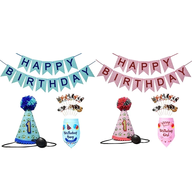 Pet баннеры для дня рождения собаки шапки и шарфы набор милая собачка день бандана