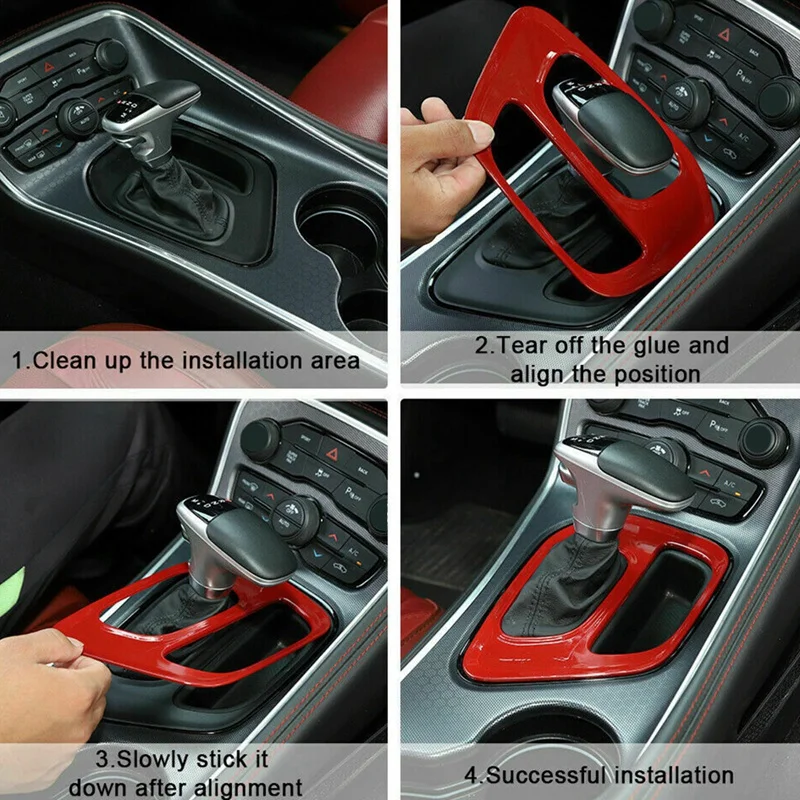 

for Dodge Challenger 2015-2019 Gear Shift Panel Decor Cover Trim Red