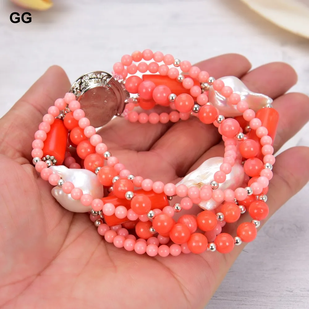 GuaiGuai ювелирное изделие 8 'ɷ нитей коралловый натуральный белый браслет с