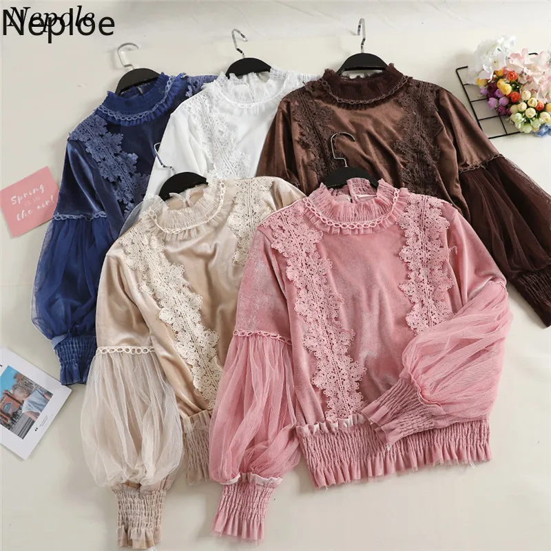 Блузка женская кружевная с рюшами винтажная 69046|Блузки| |