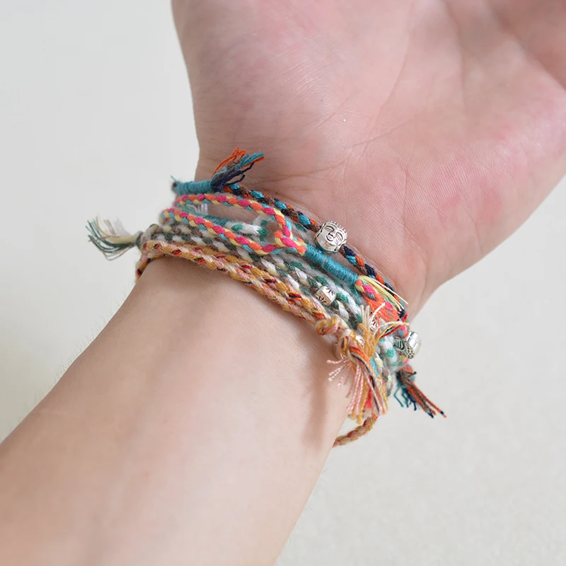 Tibetan Buddhist Lucky Woven Amulet Tibetan Cord Bracelets& Bangles For Women Men Handmade Rope Buddha Anklet Bracelet