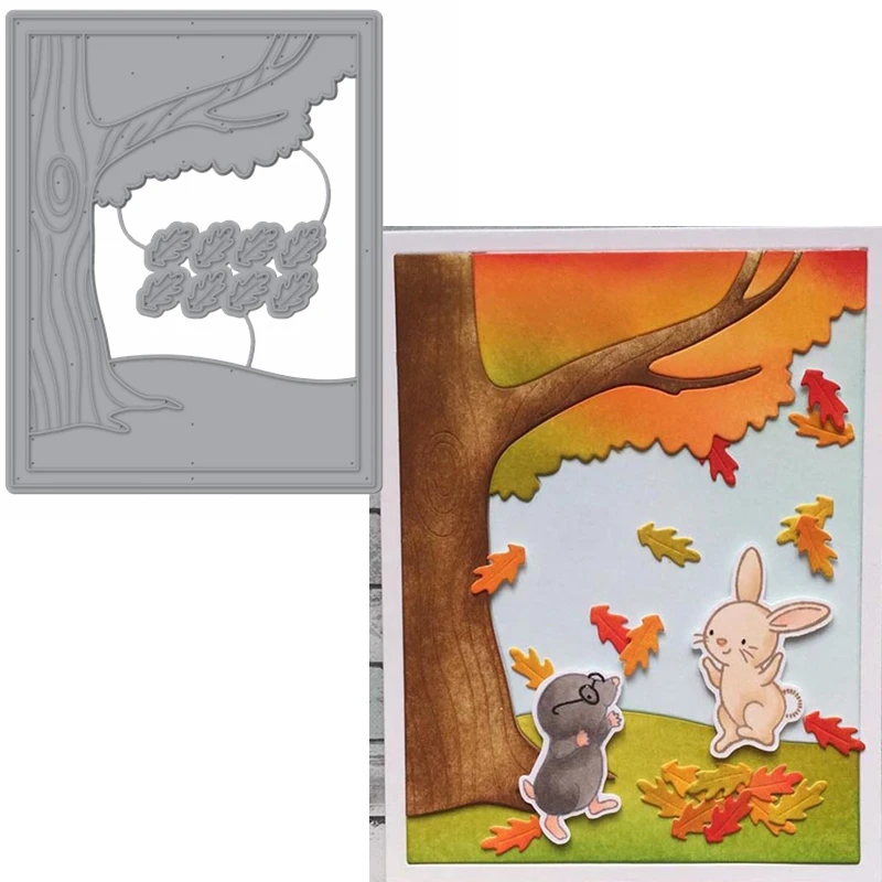 Трафареты для вырезания металлических ПАДАЮЩИХ ЛИСТЬЕВ изготовления открыток