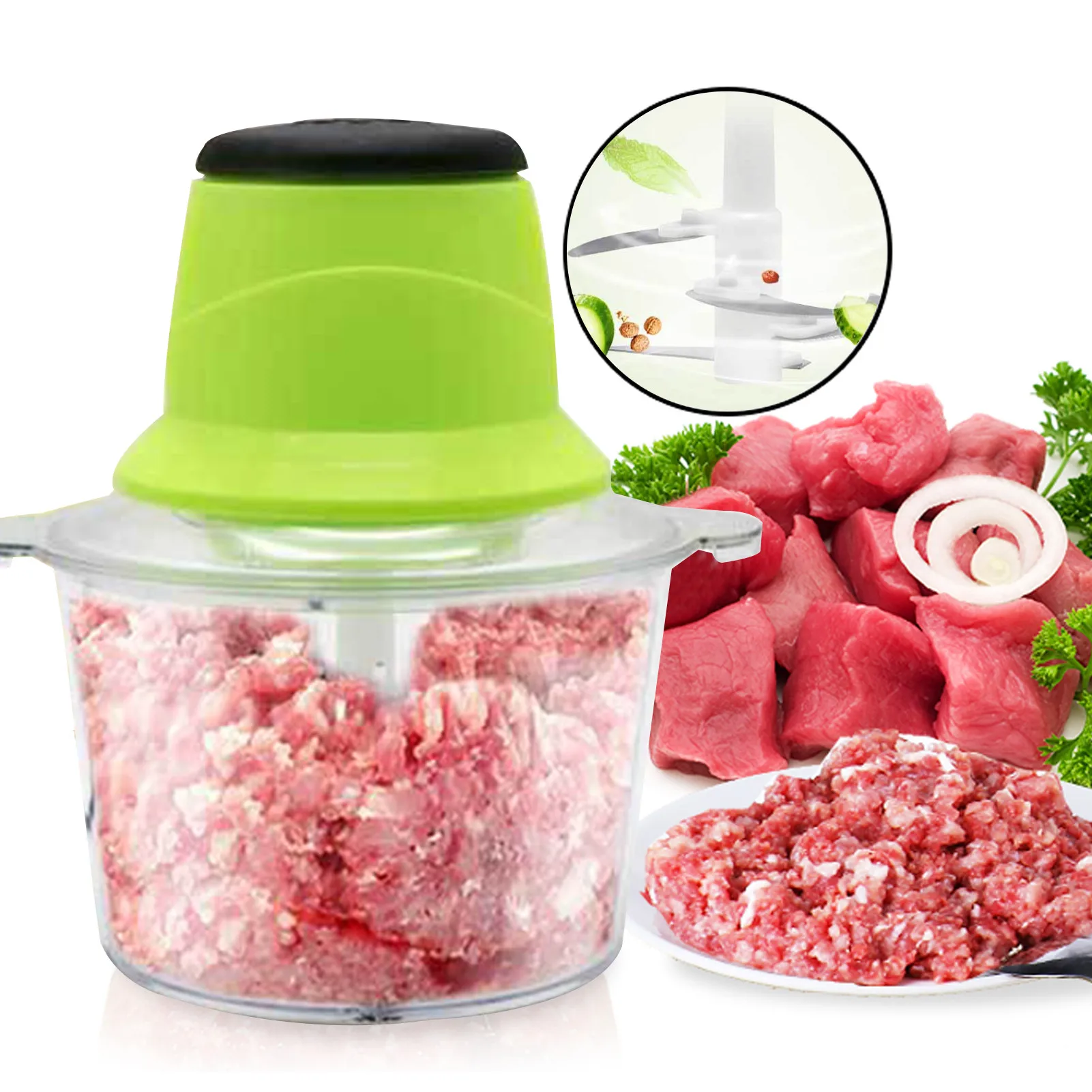 

1.8L Capacity Meat Grinder Food Chopper Stainless Electric Kitchen Electric Chopper Meat Grinder Shredder