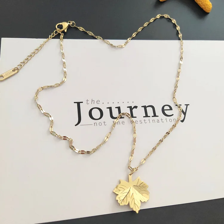 

Fashion Titanium Steel Necklace Female Branch Maple Leaf Simple Temperament Clavicle Chain Gift Necklace Hot Sale