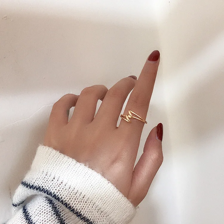 Новинка 2019 корейский дизайн шикарное простое металлическое кольцо с волной