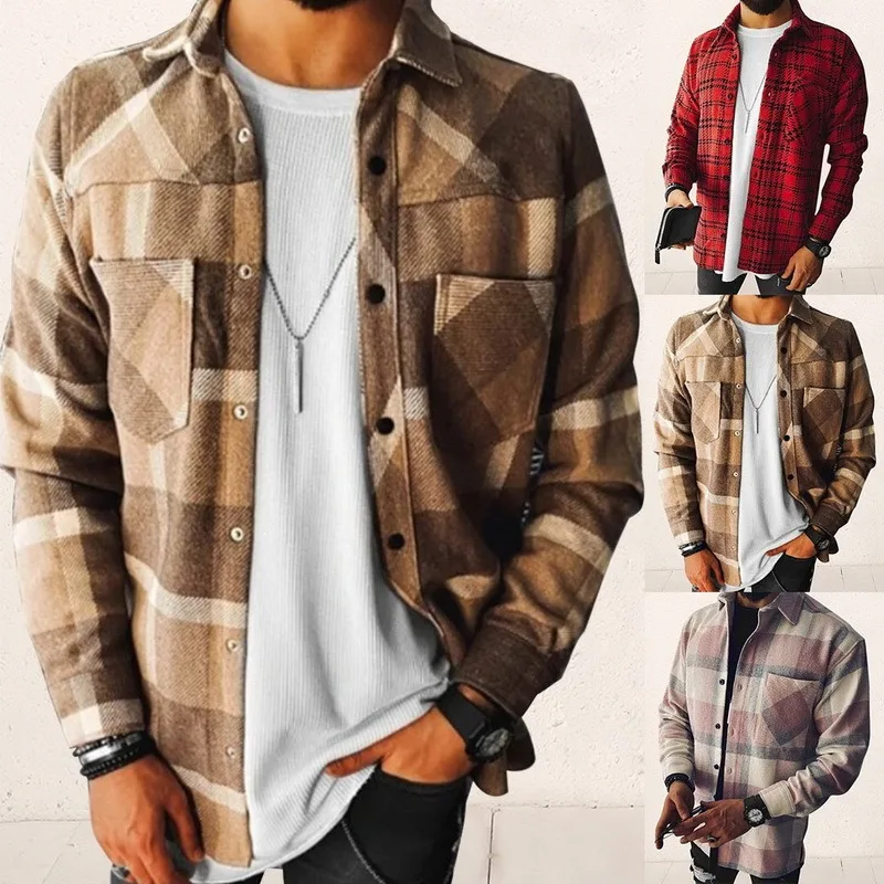 

SHUJIN 2021 Men's Spring Plaid Casual Flannel Shirts Man Long Sleeve Soft Comfort Slim Fit Styles Men Jacket Cardigan Shirt