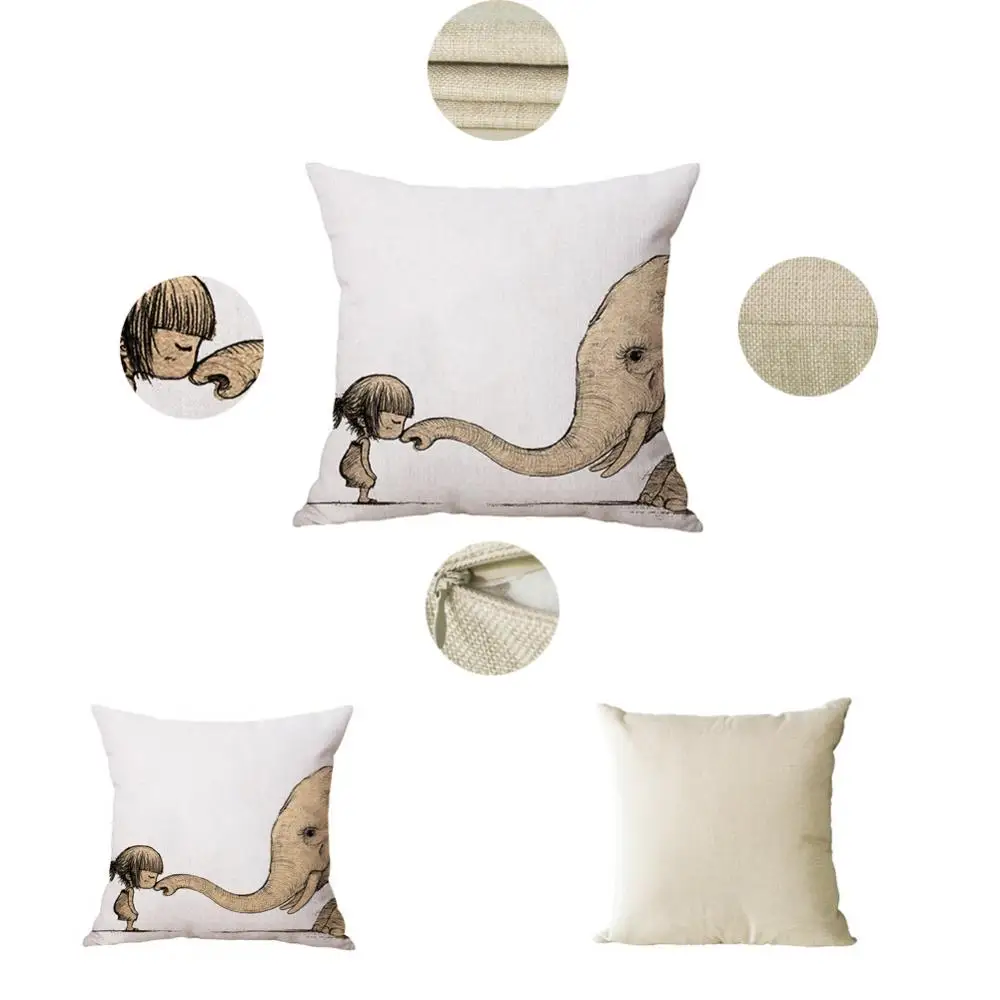 

Hot Sales Split Pattern Shark Elephant Whale Dinosaur Pillow Case Cushion Cover Cafe Decor