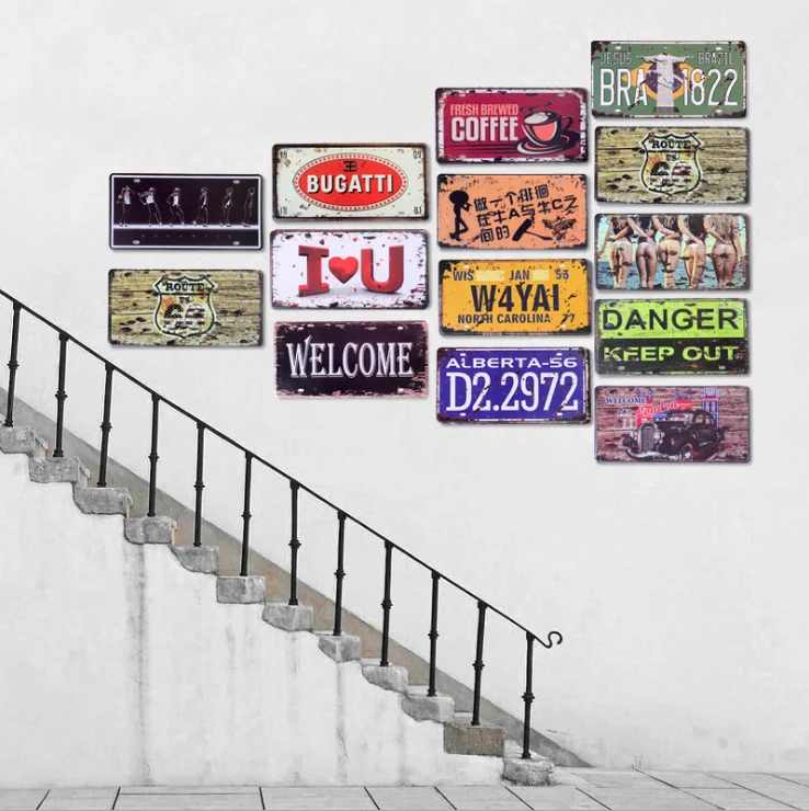 

Retro Old license plate for bar, cafe, club, simple and fashionable iron painting decoration