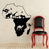 Wild Safari Wall Decal Wild Animals African Map Wall Stickers Vinyl Nursery Decor for Kids Room Living Room Decor Poster X140