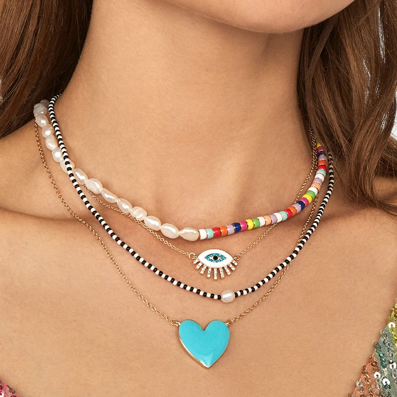 wholesale 2020 puka shell Female Summer Paired real Freshwater Pearl Multicolor Beads Handmade Special Necklaces women | Украшения и