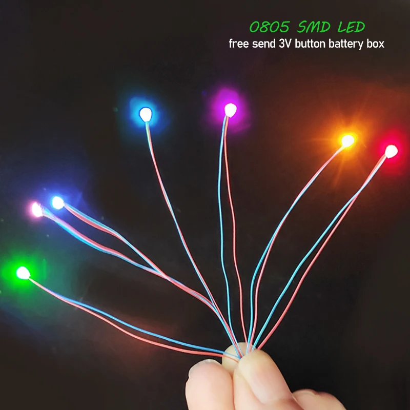 

3v Pre-wired #0805 SMD Leds Non flashing Lighting with 30cm Connection Wires hobby Model Kit Railway Railroad Starship Lighting