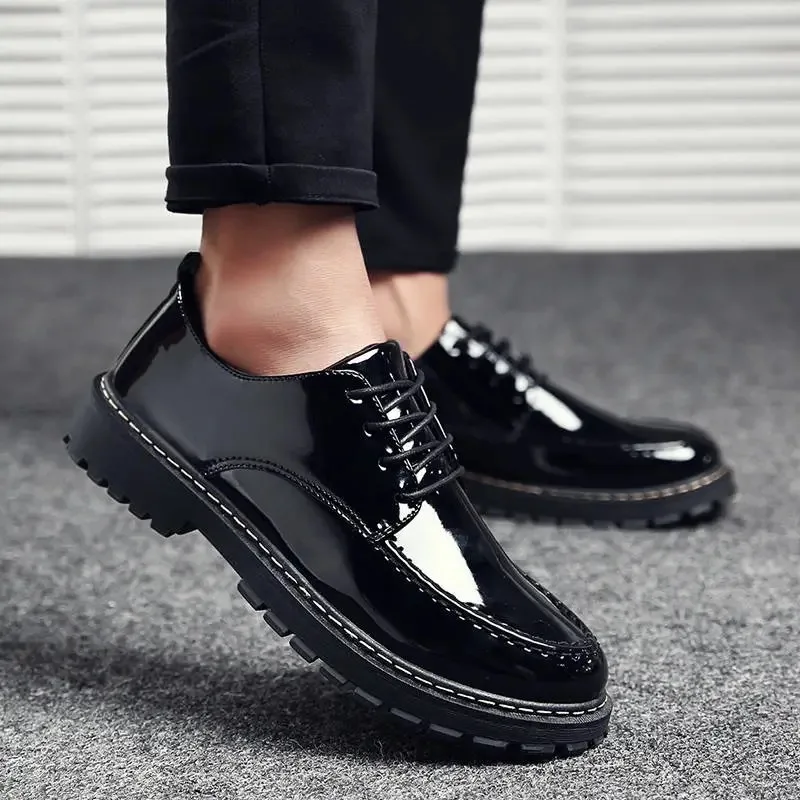 

2021 Summer Autumn New Korean Style Leather Casual Shoes for Man Breathable Slip-on Flat Boat Shoes with Platform for Daily
