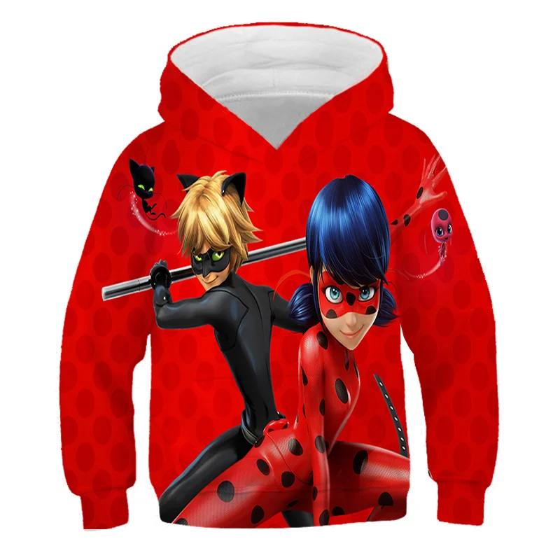 

2021 Fall/Winter Newest Cartoon Miraculous Lady Children's Hoodies Boys Casual Anime Sweatshirts Girls Fashion Harajuku Hoodes