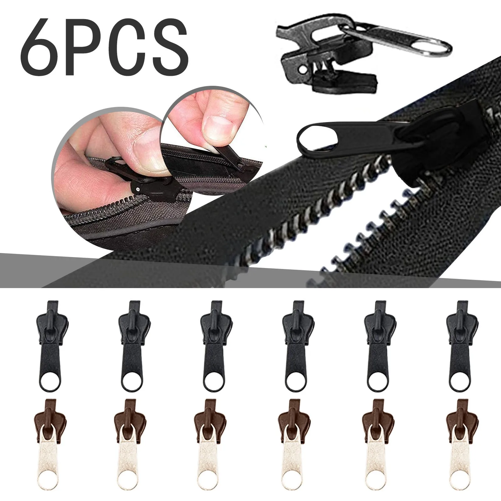 6pcs/kit Multifunctional Zipper Head Universal Instant Fix Repair Fastener Replacement Garment Sewing Puller | Дом и сад