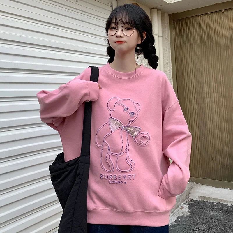 

Real Shot Embossing + Rhinestone Bear round Neck Thin Sets