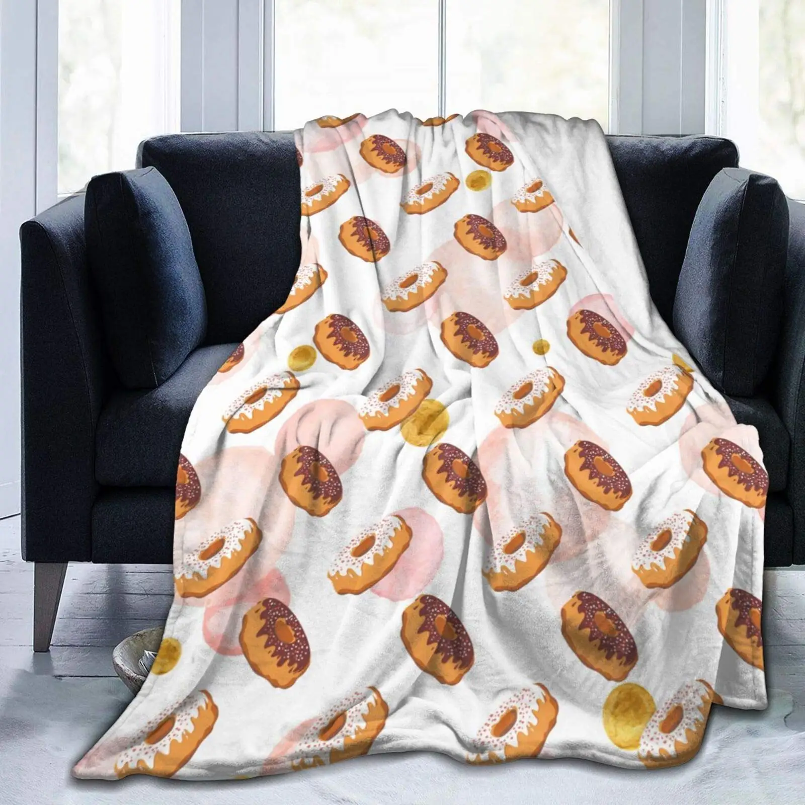 

Sweet Donuts Blanket Flannel Throw Blanket Ultra Soft Micro Fleece Blanket Bed Couch Living Room 100x120cm for Baby