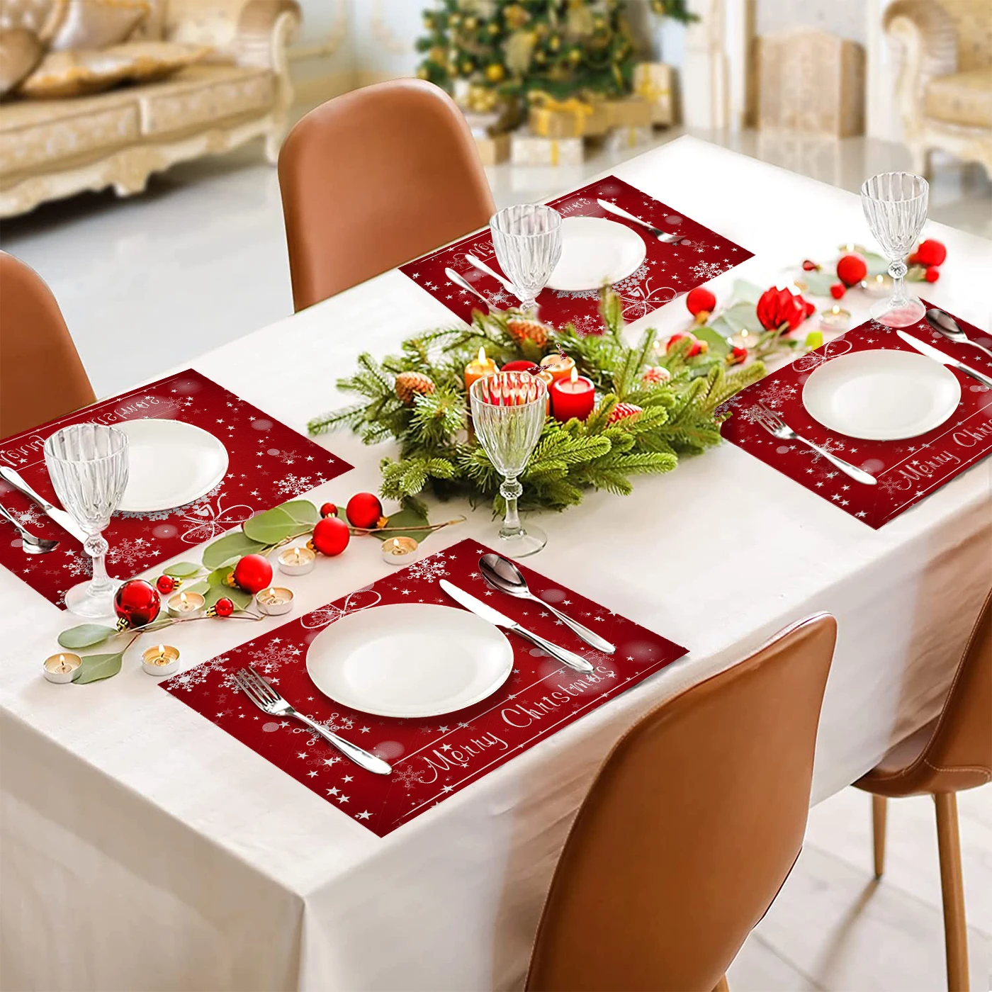 

Placemats Dining Table Heat-Resistant mats Washable Fiber Table Mats Kitchen Table Mats Set of 4 Wood table Protector Quality