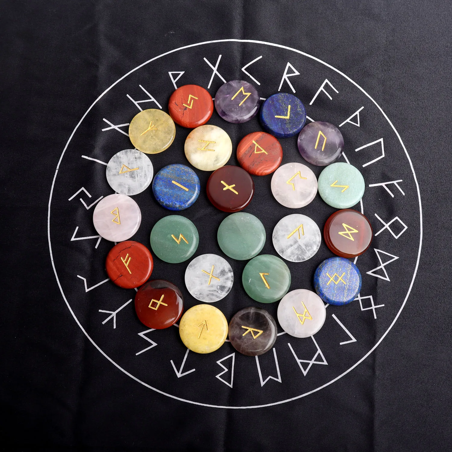 25 шт. натуральный круглый розовый кварц Хрустальная Руна каменные руны Аметист