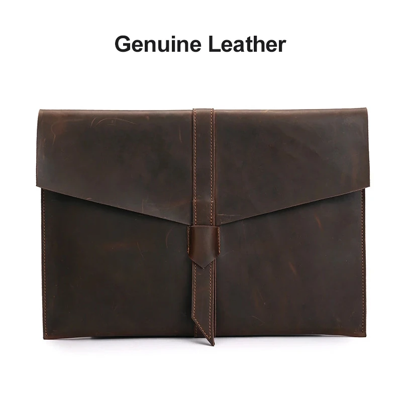 Luxury Genuine Leather Laptop Bag for MacBook Air 13 Pro Retina 11 12 13 15 Bag Sleeve For Xiaomi Air HP Notebook Bag Case Cover