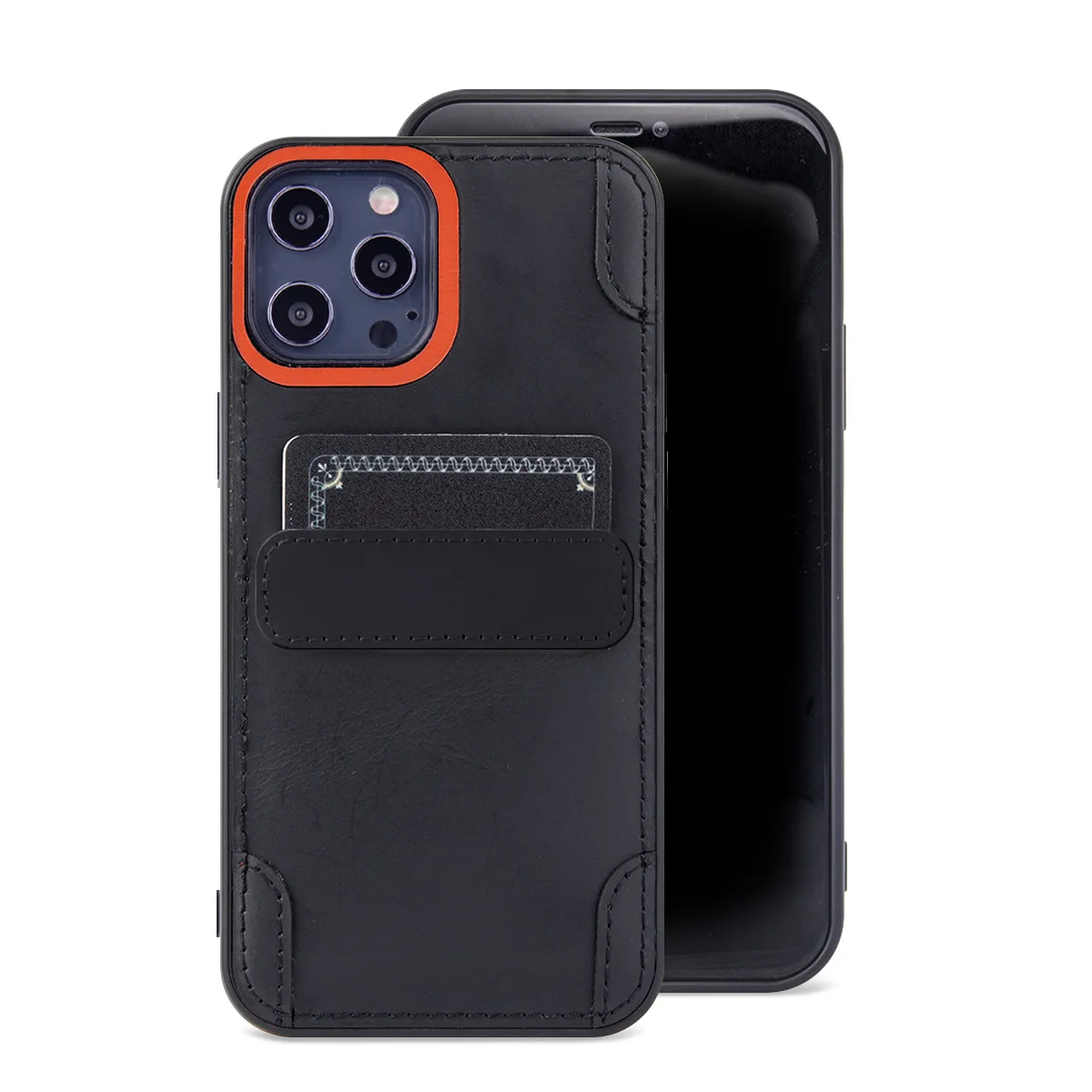 

Apple 12 Genuine Leather Phone Case Personalized iPhone Pro Max Card-Inserting Phone Case with Color Matching Leather Case