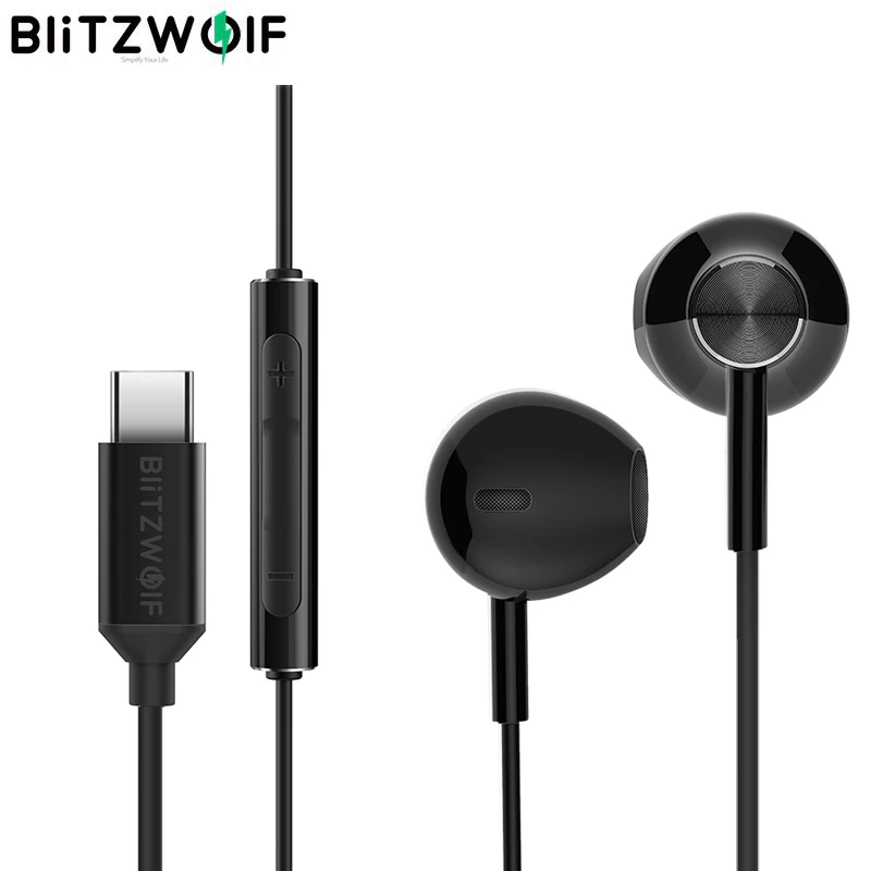 

BlitzWolf 14.2mm Dynamic Driver Type-C Earphone Half in-ear Wired Earbuds HiFi Stereo Gaming Earphones Meeting Headset with Mic