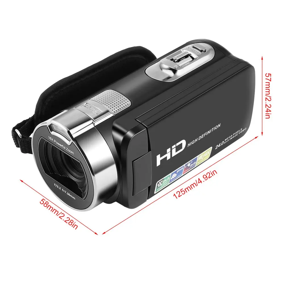 Цифровая камера видеокамеры 1080P 24 MP 16X мощный цифровой зум 2 7 дюймов LCD