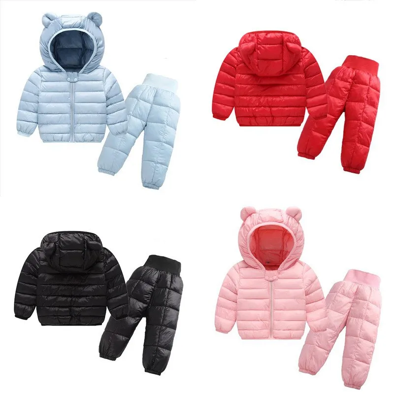Baby Winter Coats Down Cotton Coat pants unisex Jacket kids Clothes Hooded infant For Boys And Girls |