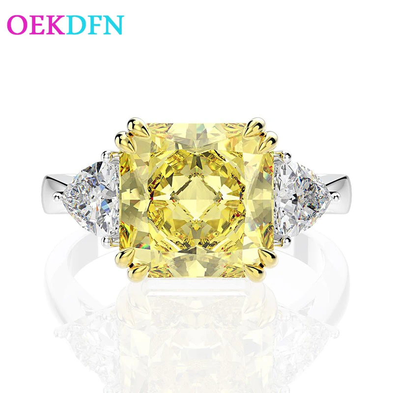 

OEKDFN 100% 925 Sterling Silver Ring Women Created Moissanite Citrine Sapphire Gemstone Wedding Engagement Rings Fine Jewelry