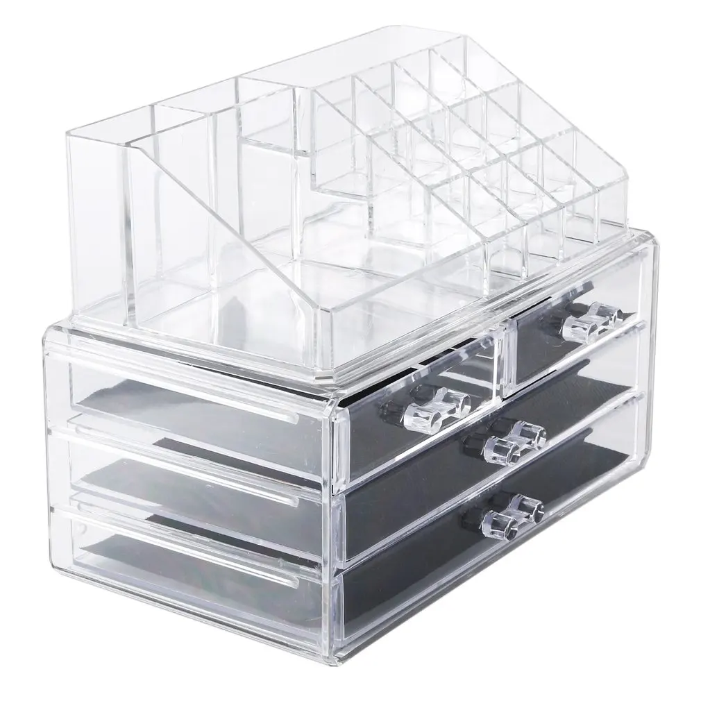 Large Capacity Makeup Box Transparent Acrylic Desktop Multi-drawer Cosmetic Storage Finishing Lipstick Stand | Красота и здоровье