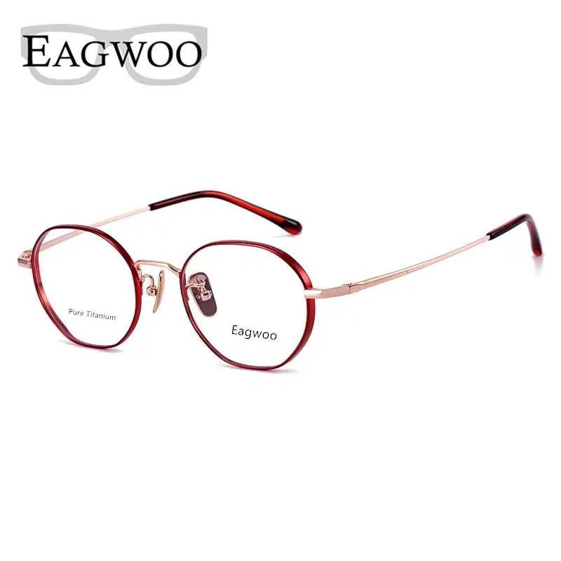 Женские очки из чистого титана круглые красные с толстым ободком подходят для