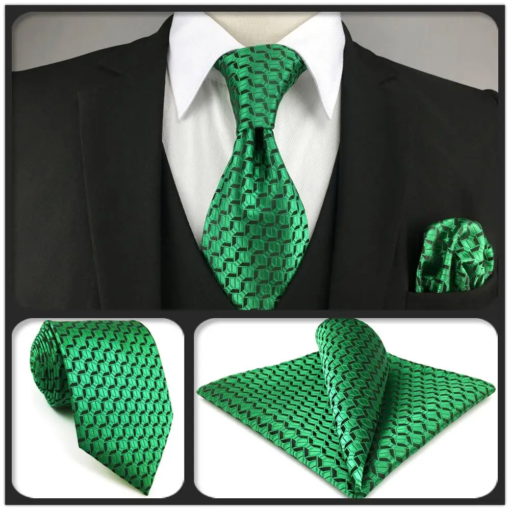 A19 цвета: зеленый черный геометрический Галстуки Шелковый Свадебный Мужской