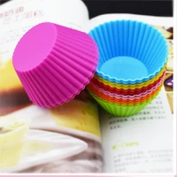 6 pcs mini muffin silicone round mold diy cupcake microwave oven baking steamed cake pudding baking tool