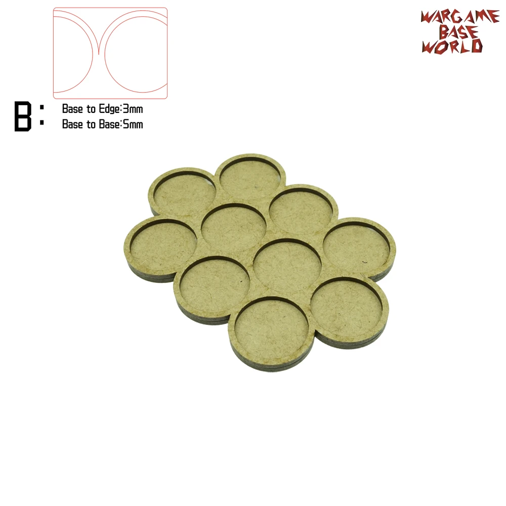 Wargame Base World-Movement Tray-10 цоколей 32 мм круглый-тройной формы MDF - Цвет: edge3basetobase5
