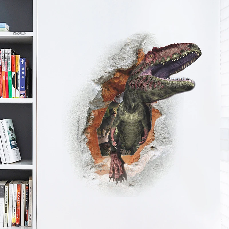 Яркие 3D наклейки на стену в виде льва/свинки/носорога/Тигра/акулы/динозавра