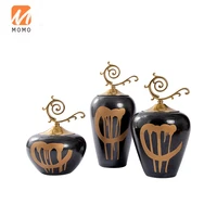 clearance new chinese black gold ceramic storage jar model room soft decoration window home decorations and accessories tz