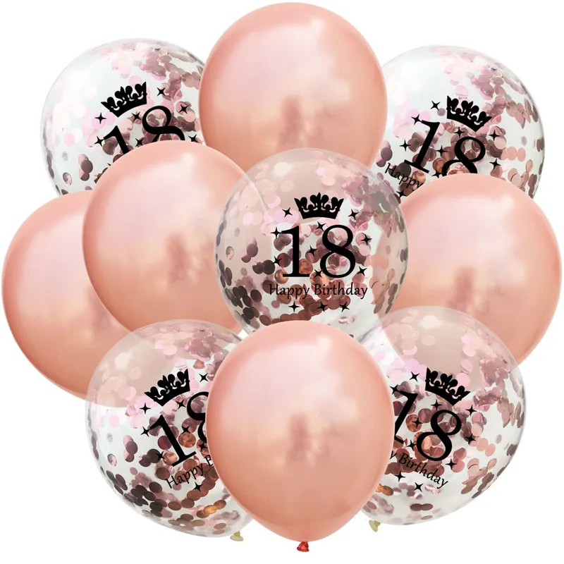 Латексные воздушные шары с конфетти розовые золотые днем рождения набор для