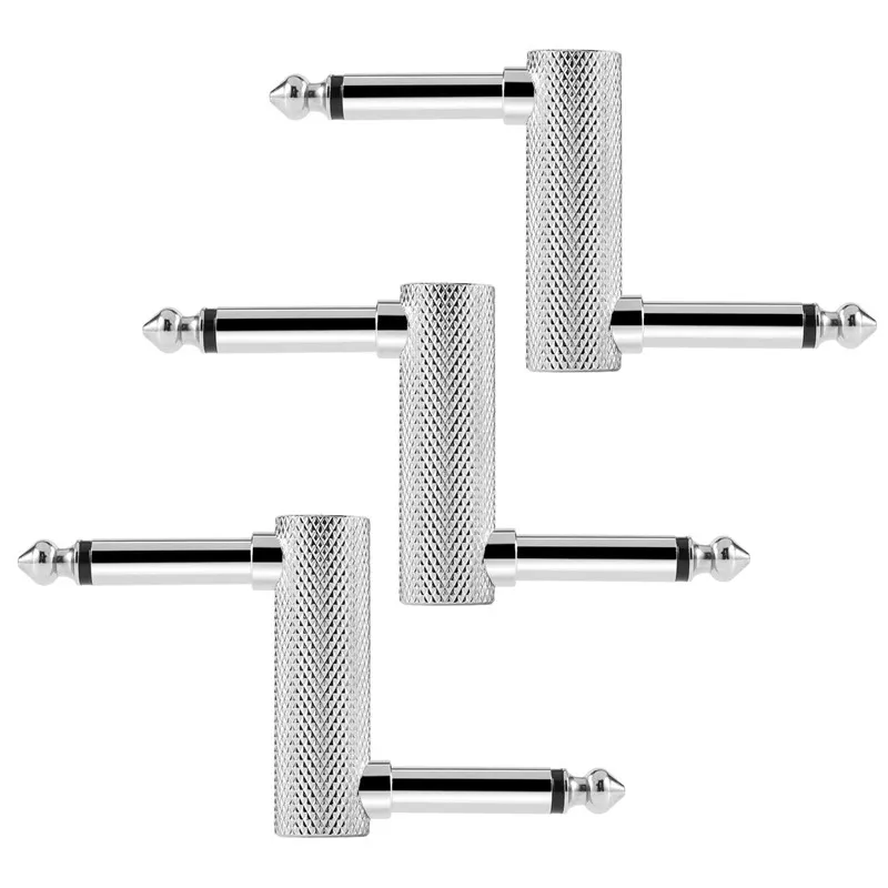 3 шт патч-кабель шнуры для подключения гитарных-серебристых эффектов педали |