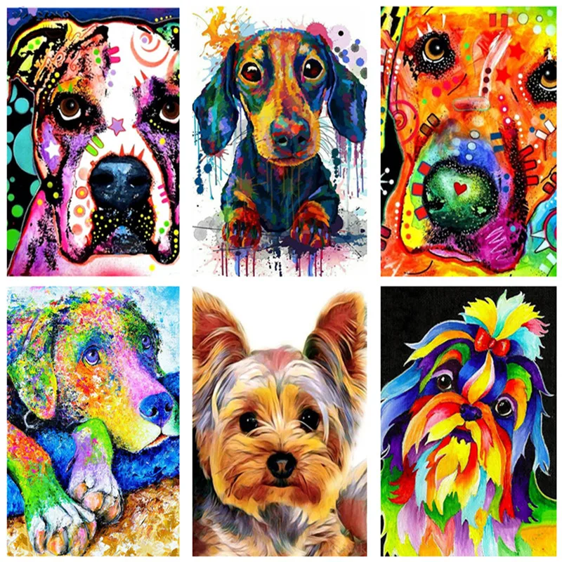 5D DIY Алмазная краска для животных полная круглая собак стразы щенков вышивка