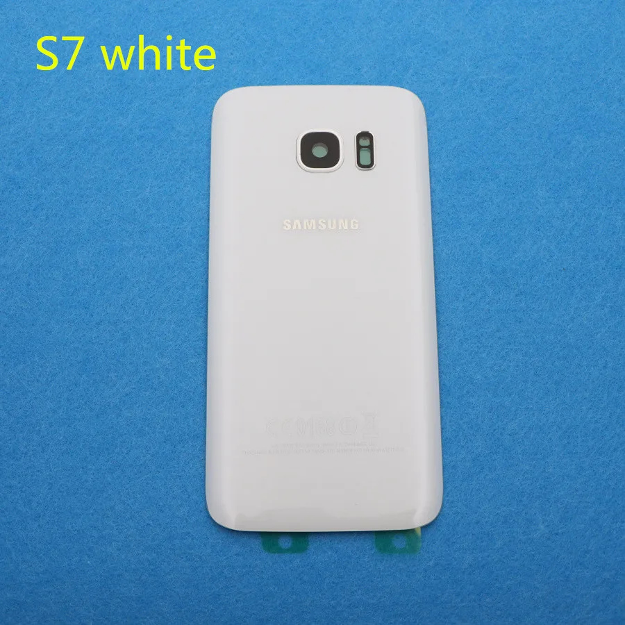 S7 white Новая задняя панель стеклянная задняя крышка батарейного отсека для samsung Galaxy S7 G930 G930F G930FD S7 Edge G935 G935F G935FD+ наклейки объектив камеры - Цвет: S7 white