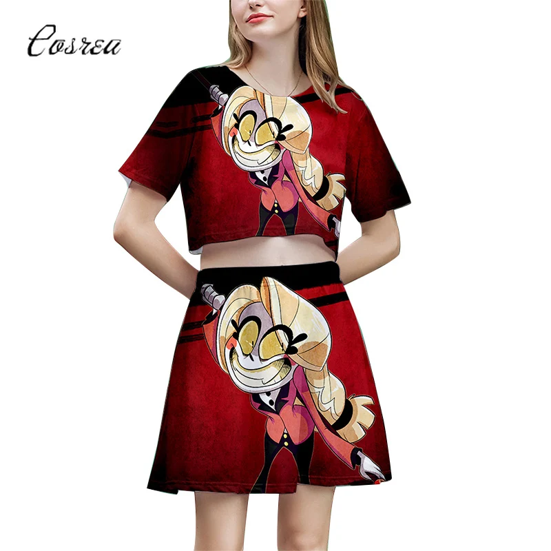 Cosrea Anime Alastor Costume Hazbin Cosplay Hotel Shirt Skirt Sport Suit Dress Charlie Tees Sexy Tops T Disfraz Women Girl | Тематическая