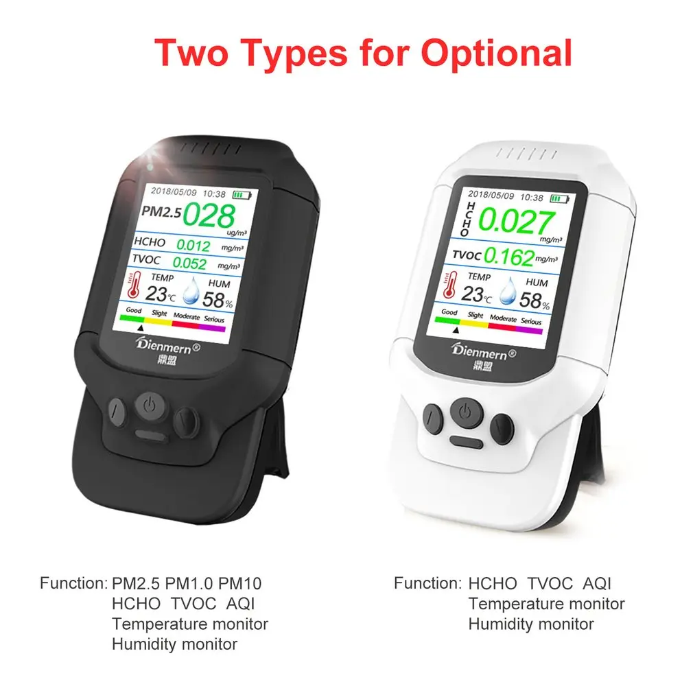 PM2.5/HCHO/TVOC Измеритель температуры и влажности AQI тестер для анализа качества