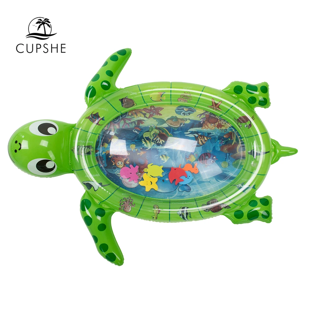 

CUPSHE Cartoon Green Turtle Water Pat Kids Pool Float Swimming Ring For Kids Baby Inflatable Water Play Mat Weight Capacity 40kg
