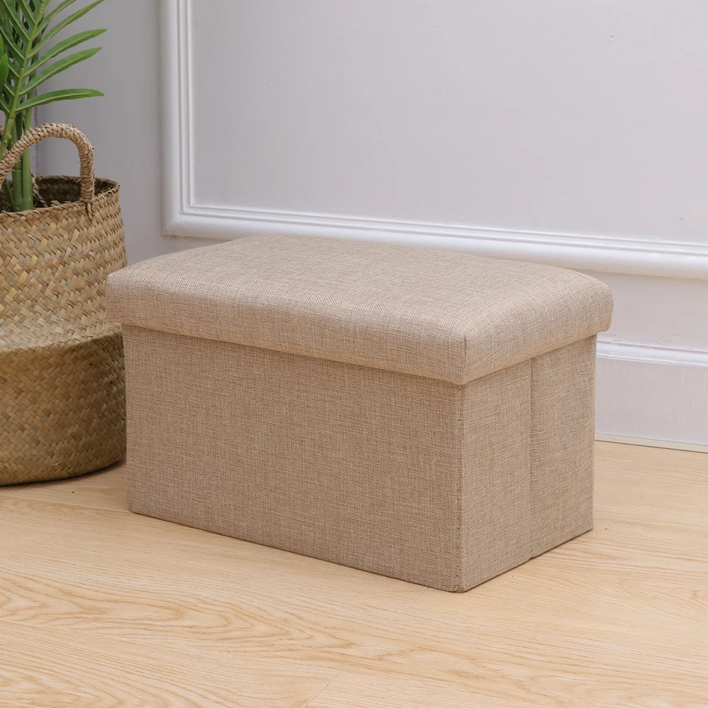 

Foldable Storage Ottoman with Folding Chest Storage Box Linen Fabric Ottomans Bench Foot Rest for Bedroom Living Room (Grey)