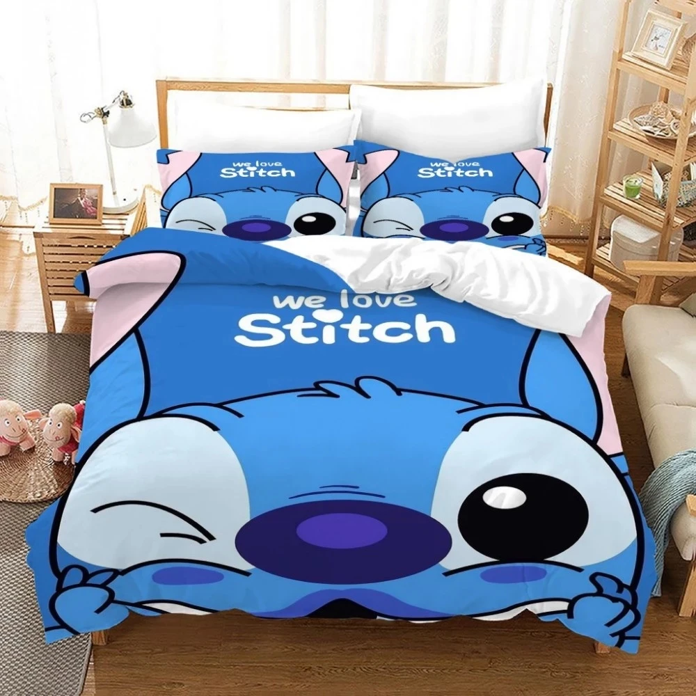 

Disney Lilo & Stitch Cute Cartoon Pattern Bedding Set Duvet Cover Pillow Case Twin Full Queen King Size Give Kids Birthday Gift