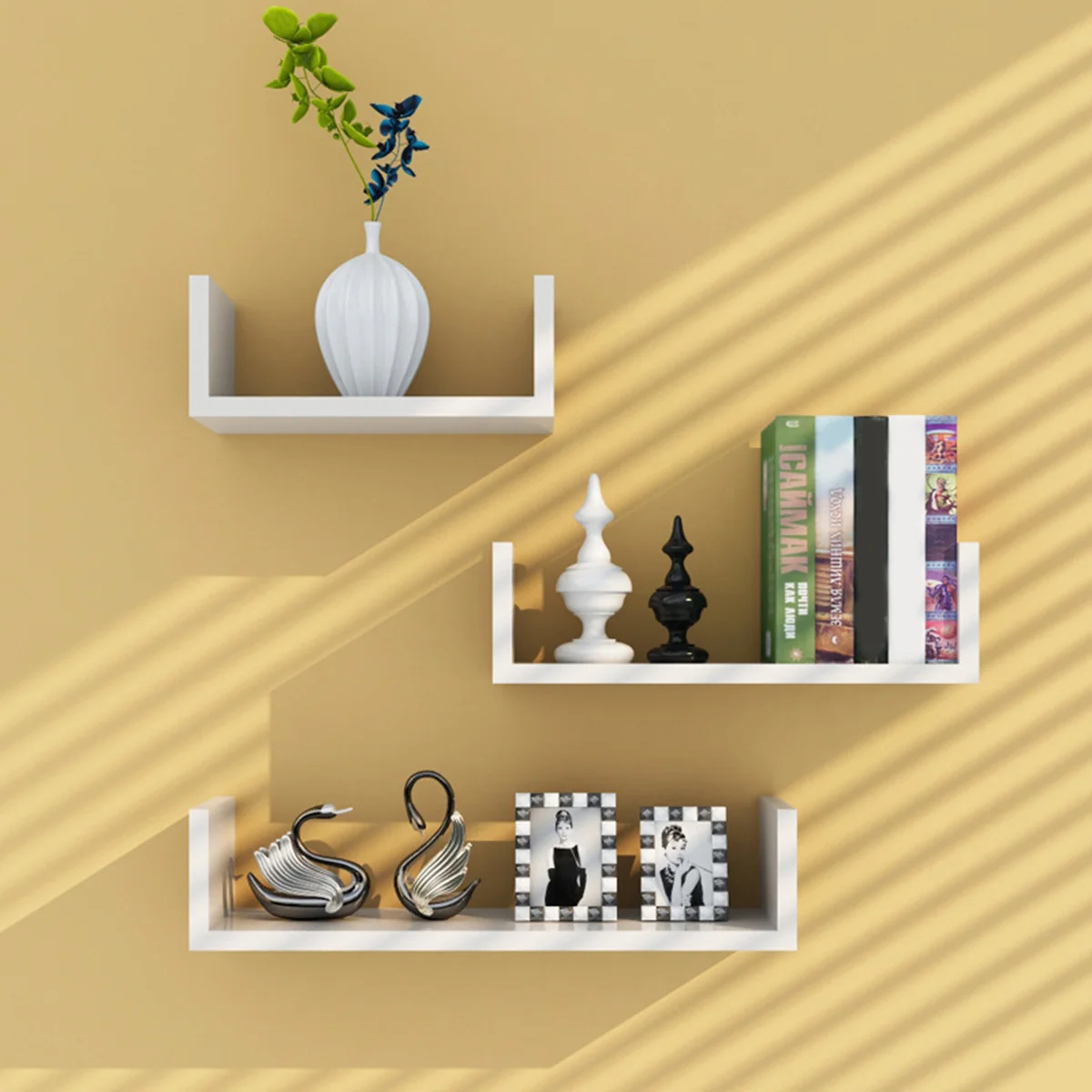 

Настенная полка, настенная перегородка для спальни, гостиной, телевизора, настенная перегородка, 1 комплект из 3 шт.